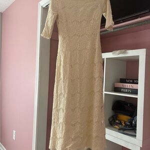 Dainty Jewells Cream Long Sleeve Lace Dress